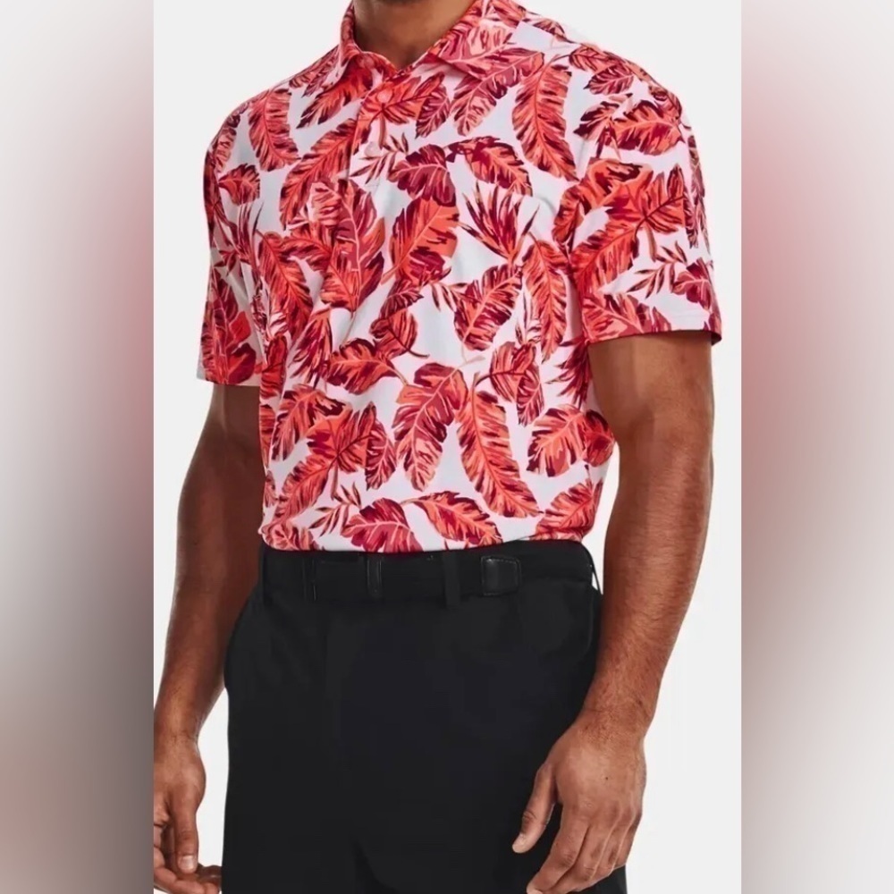 New UNDER ARMOUR Men's Playoff 2.0 Golf Polo Shirt NWT White/Electric Tangerine - Picture 4 of 5